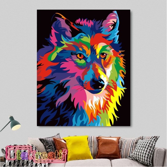 

Hadir Diy Painting By Numbers - Set Kanvas Melukis - Lurking Wolf - 50X40Cm Hemat