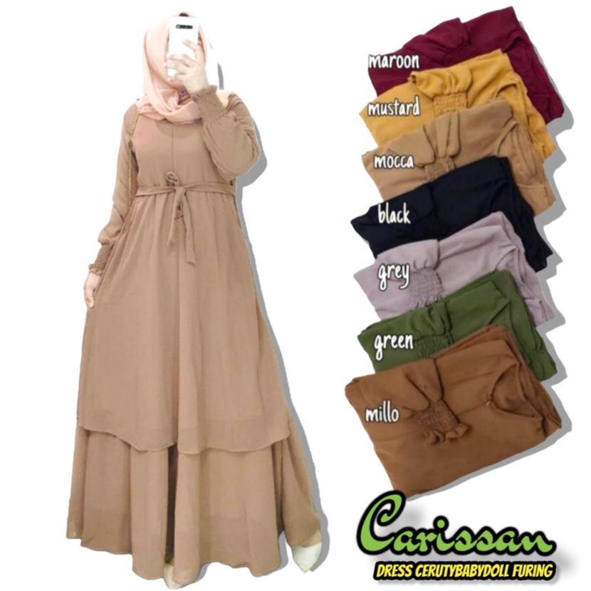 BAJU WANITA GAMIS CERUTY BABYDOLL DELISHA MAXY DRESS WANITA REMAJA POLOS IMPORT TERBARU 2021