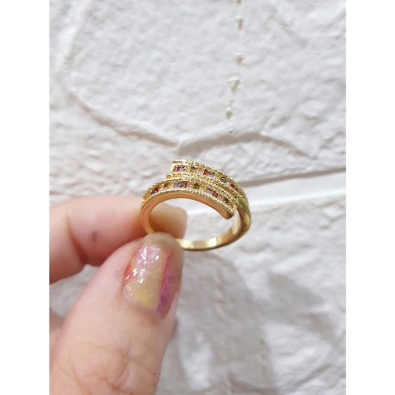 Cincin Titanium asli Premium Quality Anti karat anti alergi cincin mata rainbow  Stainless steel ori Branded band 2507