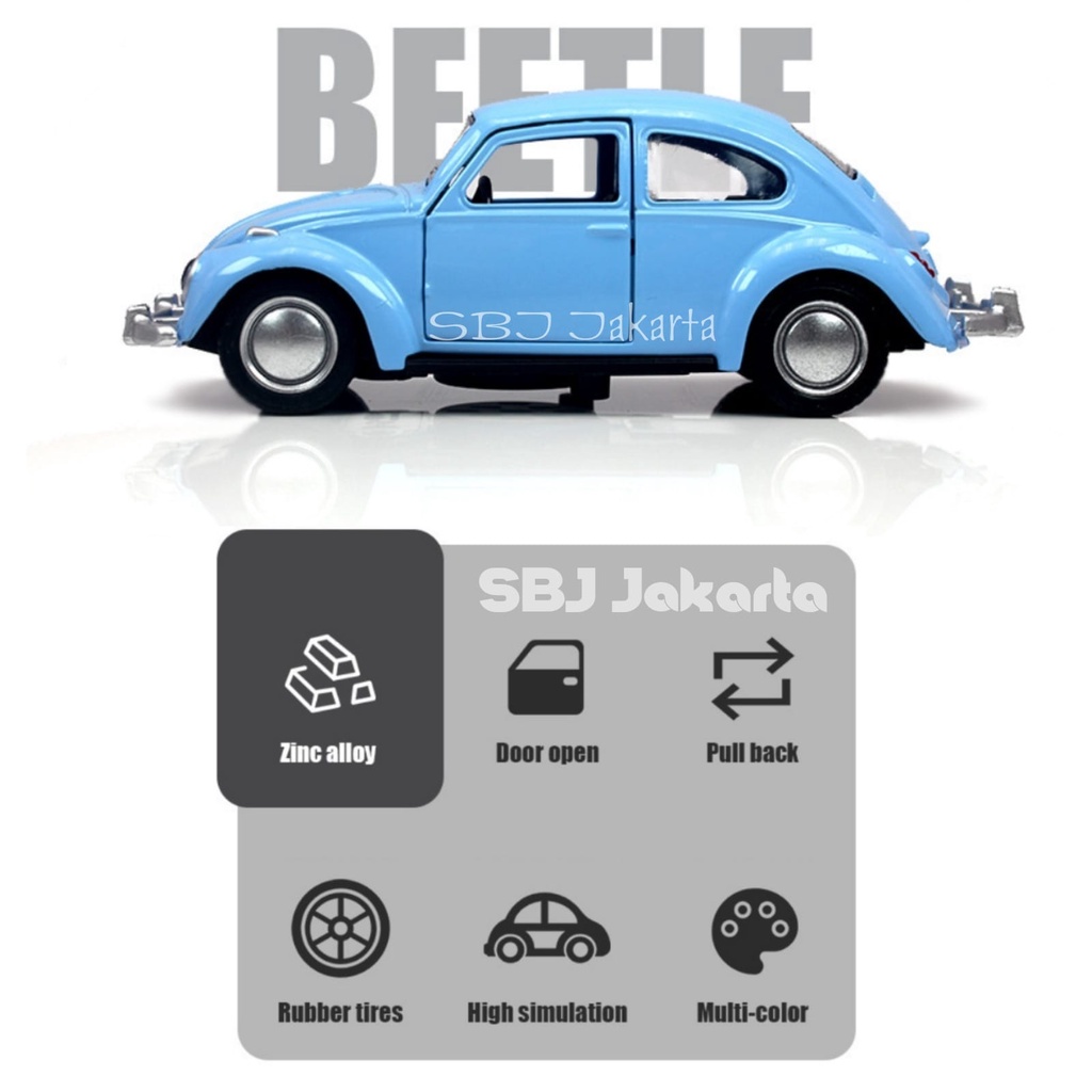 Diecast Miniatur Mobil VOLKS WAGEN VW BEETLE skala 1 : 36 metal alloy