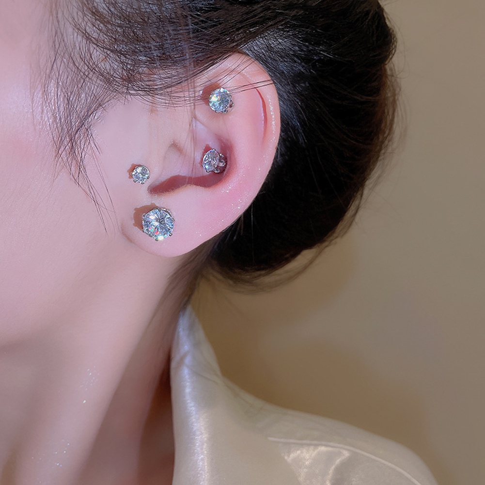Anting Stud Magnetik Bahan Zirkon Untuk Unisex