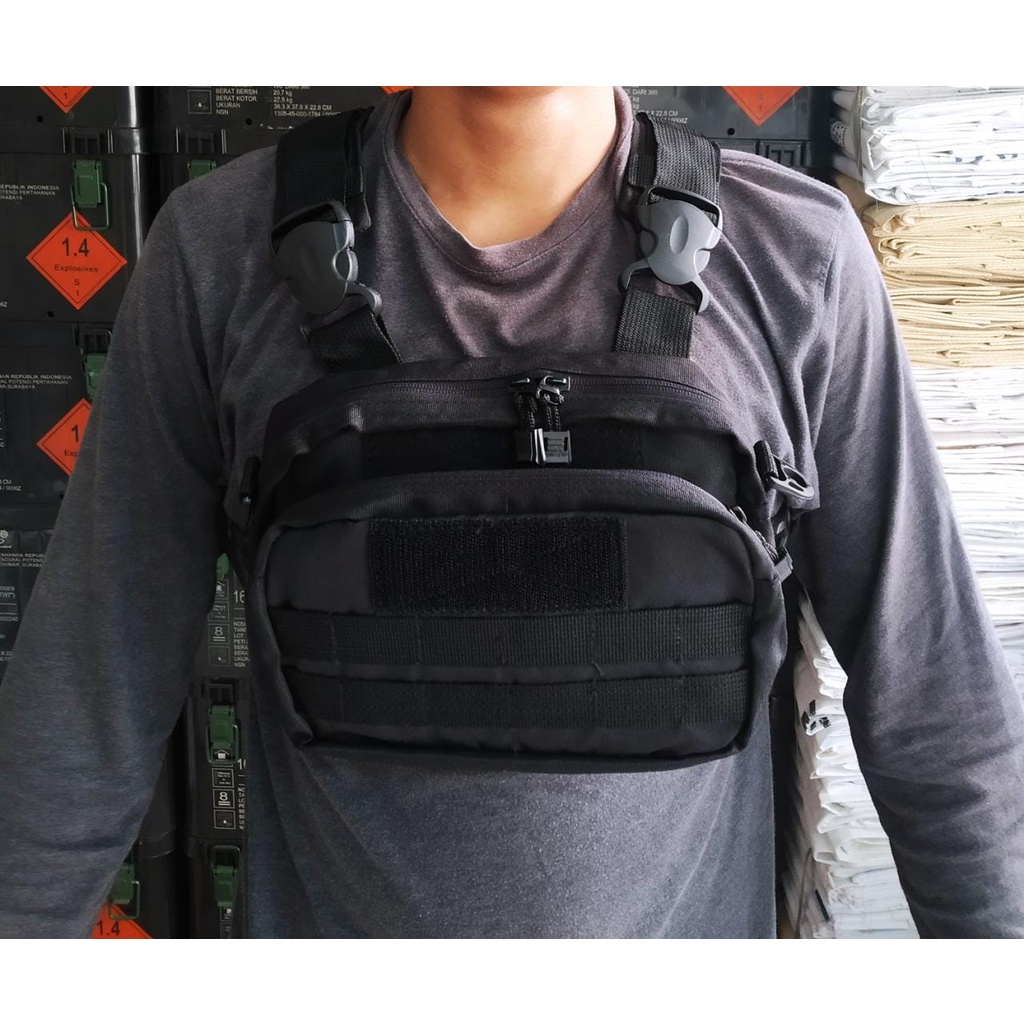 QS Tas dada Pria Terbaru 2022 Anti air Tas Depan dada Tactical Army Murah Tas Holder Hp Motor Waterf