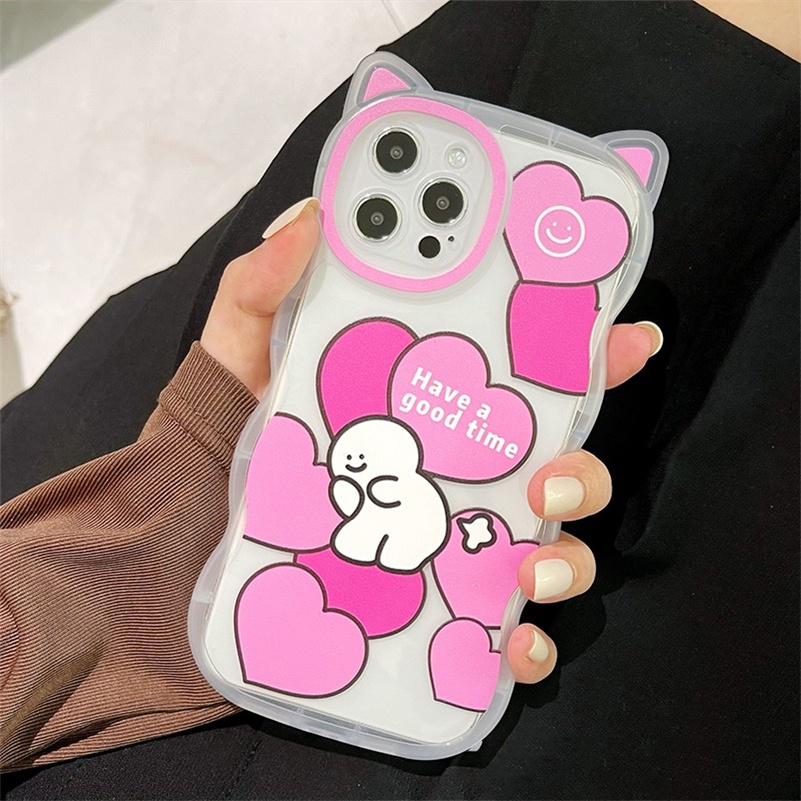 Soft Case Pelindung Lensa Glossy Bahan Silikon Anti Pecah Bentuk Hati Pink Untuk iPhone 14 13 12 11 Pro Max X Xr Xs Max 8 7 6 6s Plus SE2020