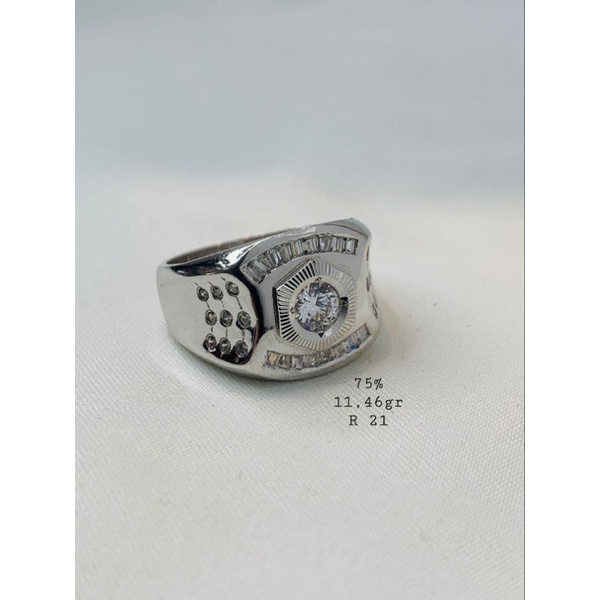 SALE Cincin Emas Asli Cowok Kadar 750 75% Batu Permata Zircon Obral