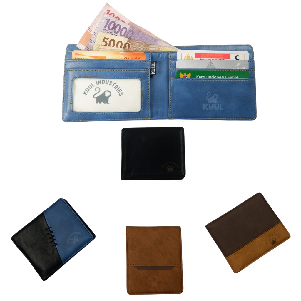 Kuul Industries Dompet wallet kulit Lipat Pria Cowok Laki faux Leather | Original | Murah | Keren Hitam/Kopi/Coklat/Biru