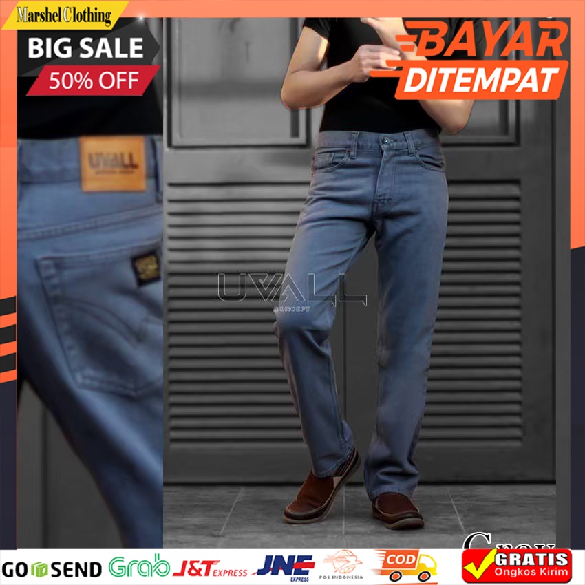 𝐩Ⓙв - Celana Jeans Panjang Pria / Celana Jeans Uvall Pria Standar Premium / Celana Jeans Model Stand