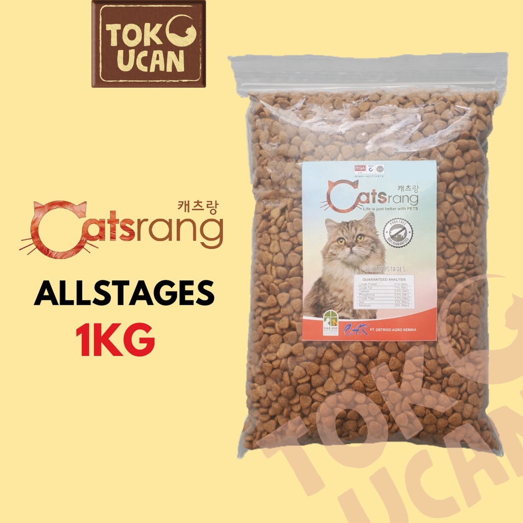 Catsrang all stage Repack netto 1kg Original Korea - Makanan Kucing Rasa Ayam Untuk Kitten dan Adult, dengan Kandungan Protein Hewani hingga 75%!