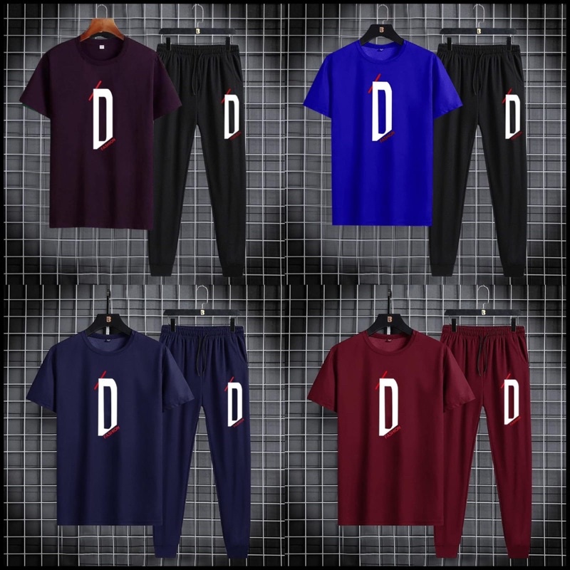 BAJU STELAN PRIA LENGAN PENDEK DD SETELAN COWOK KAOS + JOGGER PANJANG