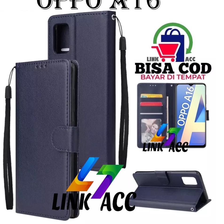 Rekomendasi NEW CASE FLIP OPPO A16 LEATHER CASE PREMIUM-FLIP WALLET CASE KULIT UNTUK OPPO A16 - CASI