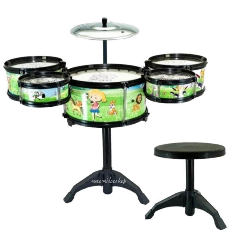 Diskont Jazz Drum Jumbo + Kursi Sh1235 Mainan Drum Set Anak Drum Anak /Mainan Anak