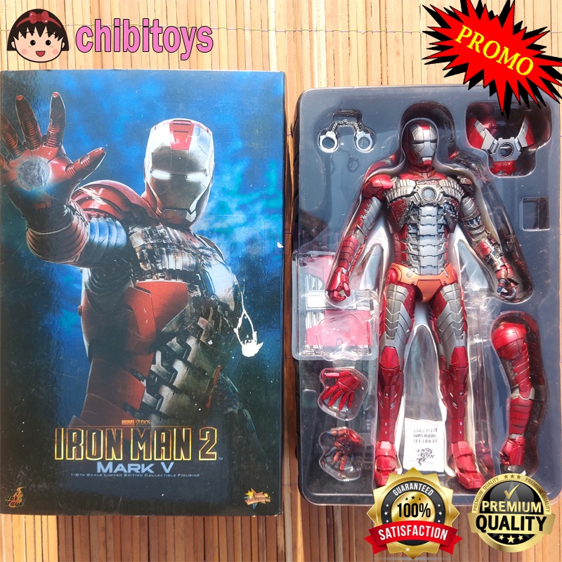 HOT TOYS IRONMAN 2 MARK V - IRON MAN MMS 145 BIB AVENGERS NON DIECAST - MARVEL TOYS IRON MAN 2 MERAH
