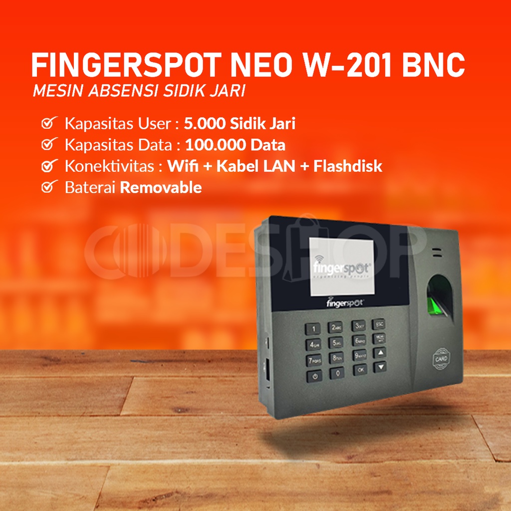 Fingerprint Fingerspot Neo W-201BNC Mesin Absensi Sidik Jari Fingerprint