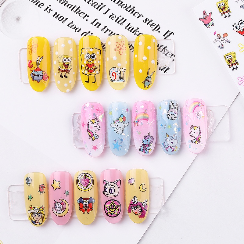 Sticker Dekorasi 3D Kuku Hiasan Stiker Kuku Tipis Ultra Thin Waterproof Model Kartun Buah Bunga Karakter Lucu Unik Cantik Elegan Cocok Untuk Anak anak Hingga Wanita Dewasa Nail Art Manicure Sticker