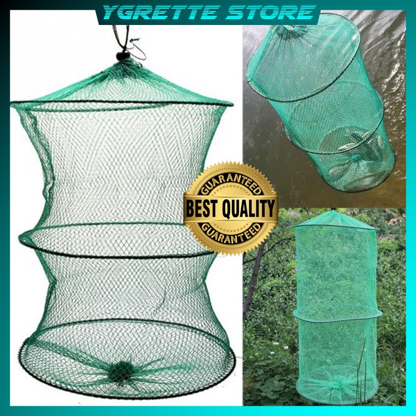 YGRETTE - TONQUU Jaring Pancing Ikan Udang Shrimp Fishing Net Cage Foldable 2 Layers