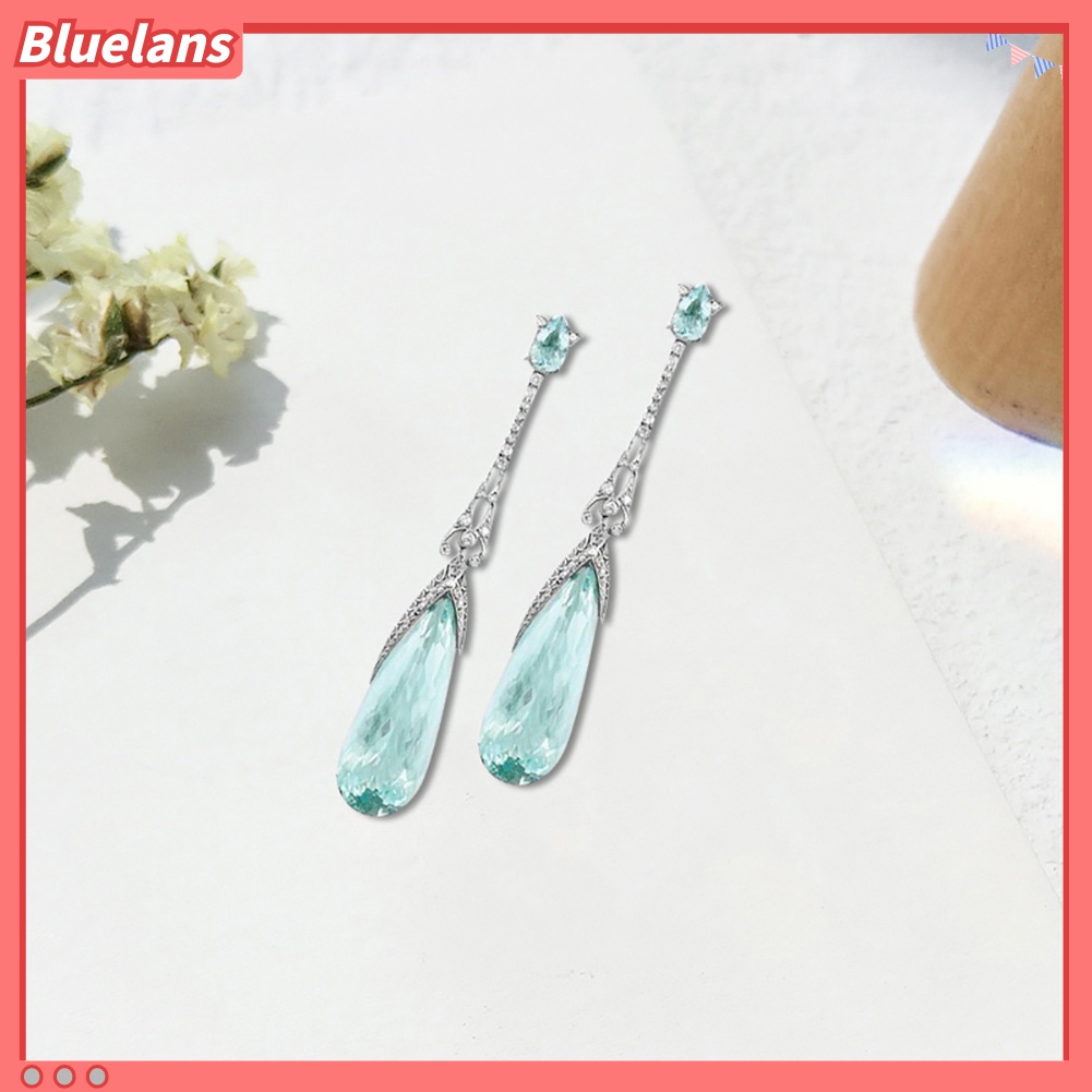 Anting Stud Juntai Bentuk Tetesan Air Topaz Tiruan Untuk Hadiah Perhiasan Wanita