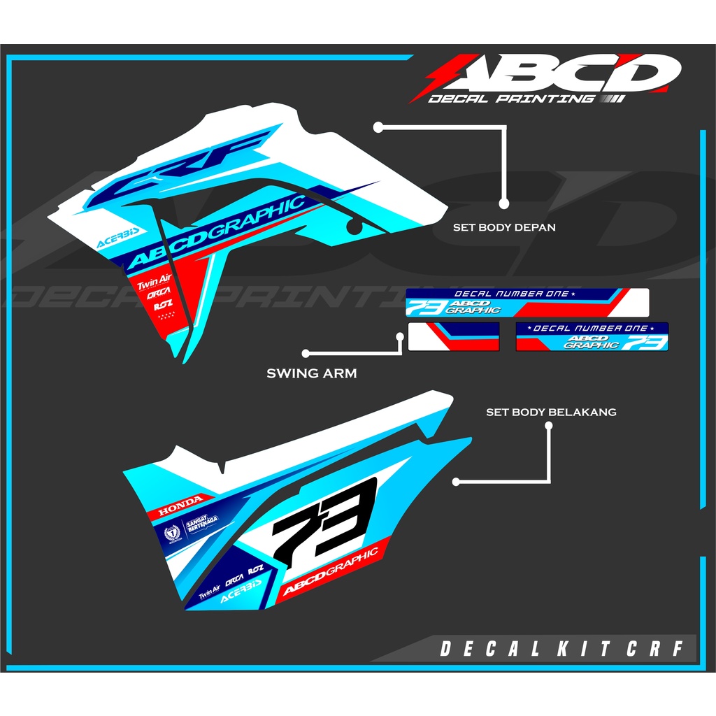 DECAL CRF 150L FULL BODY - DECAL SUPERMOTO MOTO CROSS - DECAL CRF SIMPEL KEREN - DECAL CRF MERAH PUT
