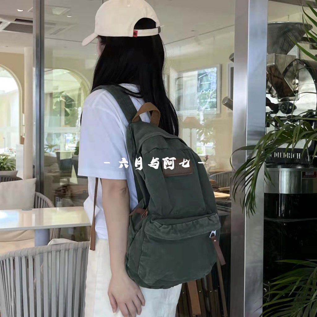 ✒Sera Sera American retro tas sekolah pria dan wanita bisa menjadi angin malas ransel mahasiswa ransel dicuci kanvas mahasiswa ransel tahan lama