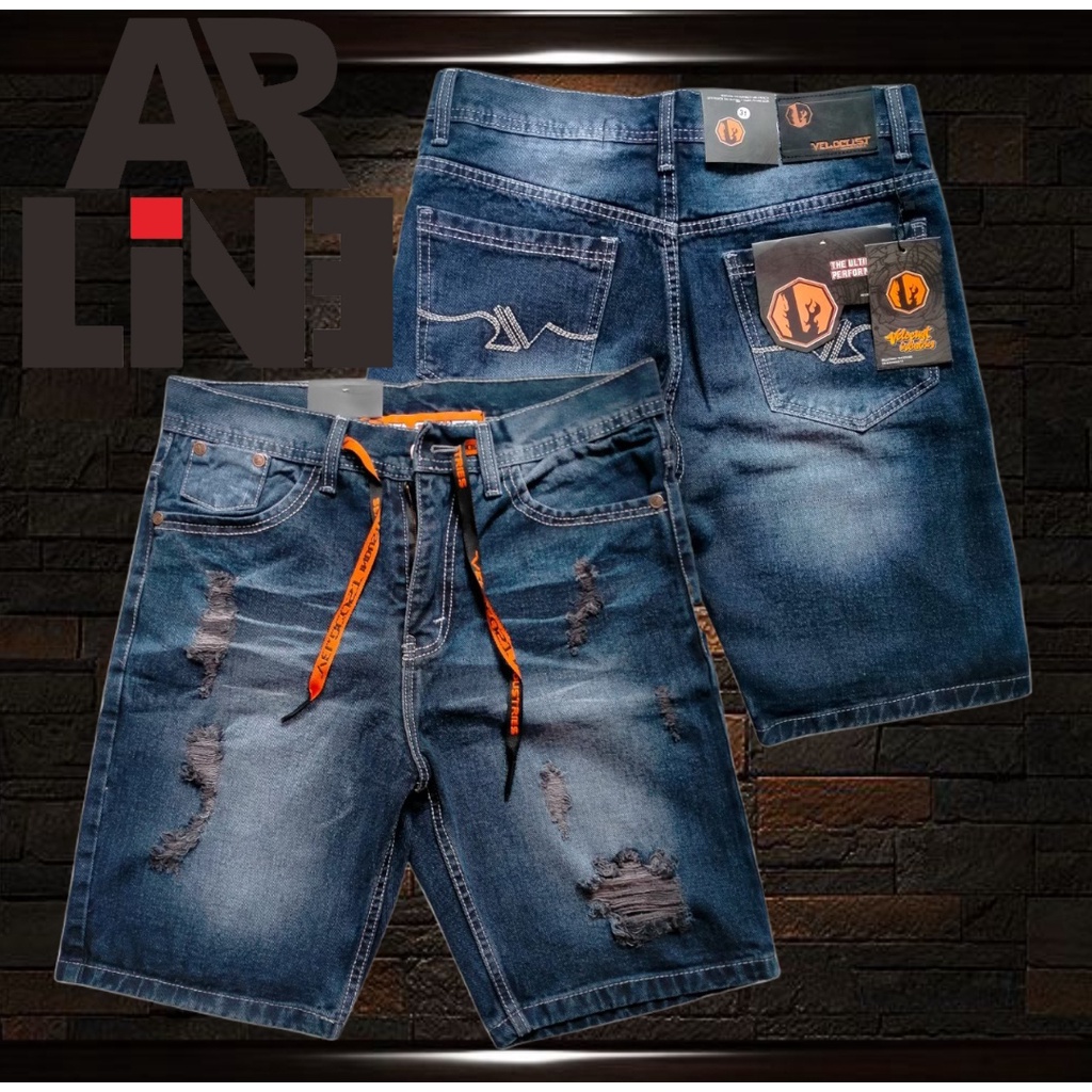 Celana Jeans Sobek Pendek Pria Jins Cowok Murah Keren Kualitas Original Lokal Premium