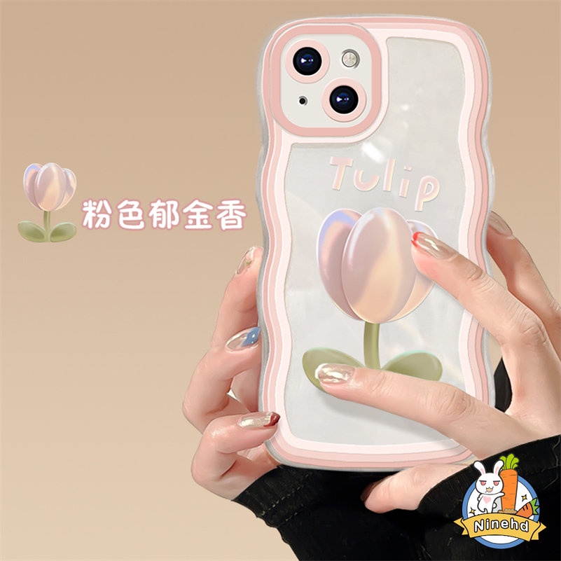 Soft Case Silikon Transparan Motif Bunga Tulip 3D Untuk iPhone 14 13 12 11 Pro Max X Xr Xs Max 8 7 6 6s Plus