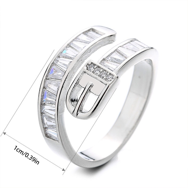 Fancyqube Cincin Rantai Bahan Logam Hias Kristal Zirkon Bling Dapat Disesuaikan Untuk Wanita