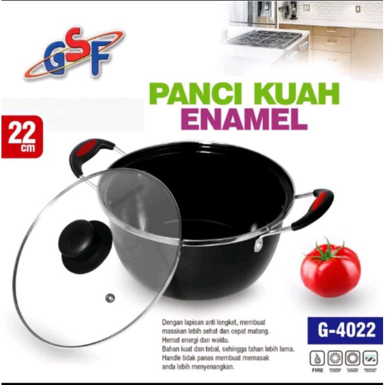 Panci Kuwah GSF / Panci Enamel GSF / Panci Soup GSF / Panci Diameter 22cm