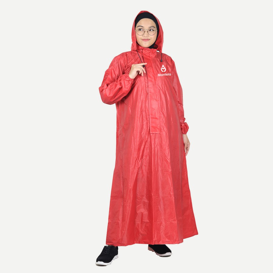 Jas Mantel Hujan Wanita Pria Ponco Gamis Kualitas Premium Tebal Tahan lama - Merah
