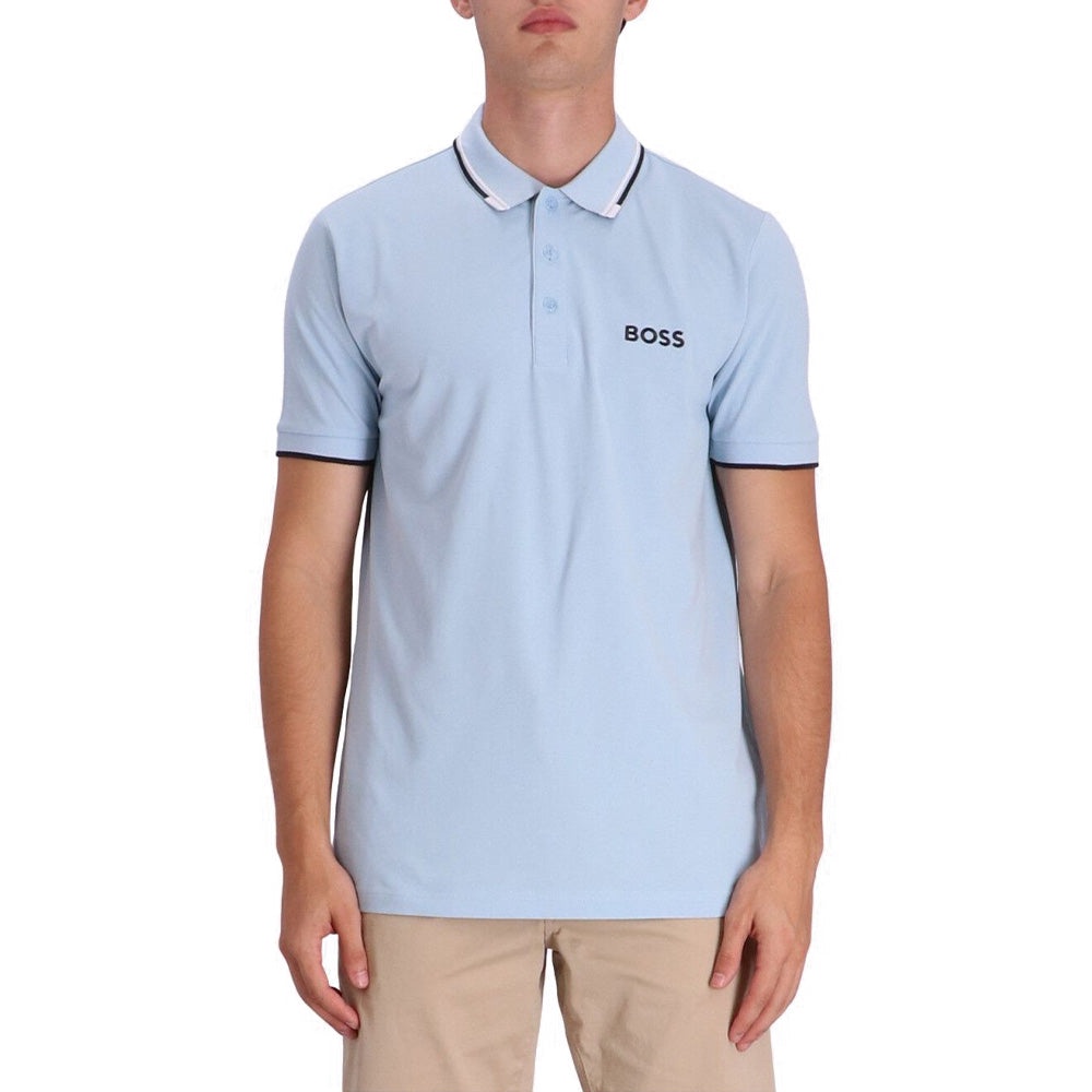 Hgo Boss Paddy Pro Slimfit Polo Shirt Mid Blue 100% Original