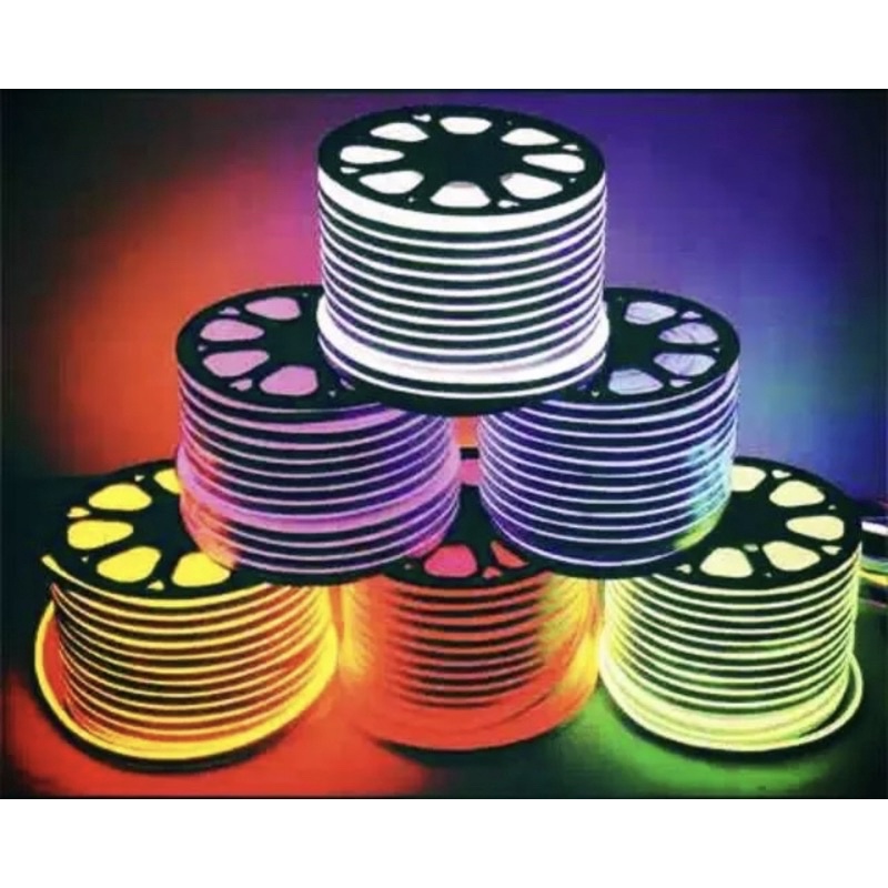 PAKET Promo 5 METER LED Neon + SOKET LAMPU NEON FLEXIBEL AC 220V / SOKET SUDAH TERPASANG (LANGSUNG NYALA TANPA RIBET) / NEON ELASTIS AC 220V / LISTRIK