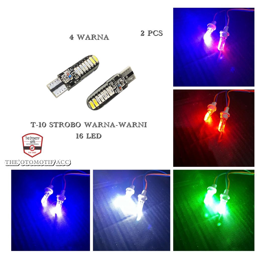 Lampu Sen Senja Led Model Jelly Flash Kedip 4 Warna T10 16 Led 12 Volt - Sepasang