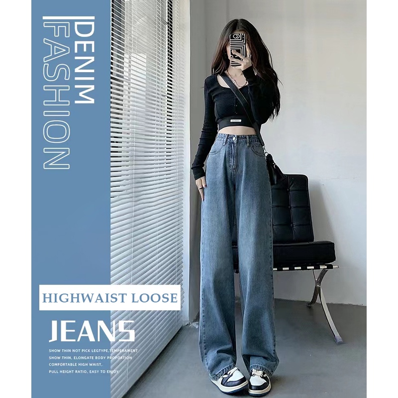 Highwaist Kulot Celana Jeans Wanita Loose Fashion Korean