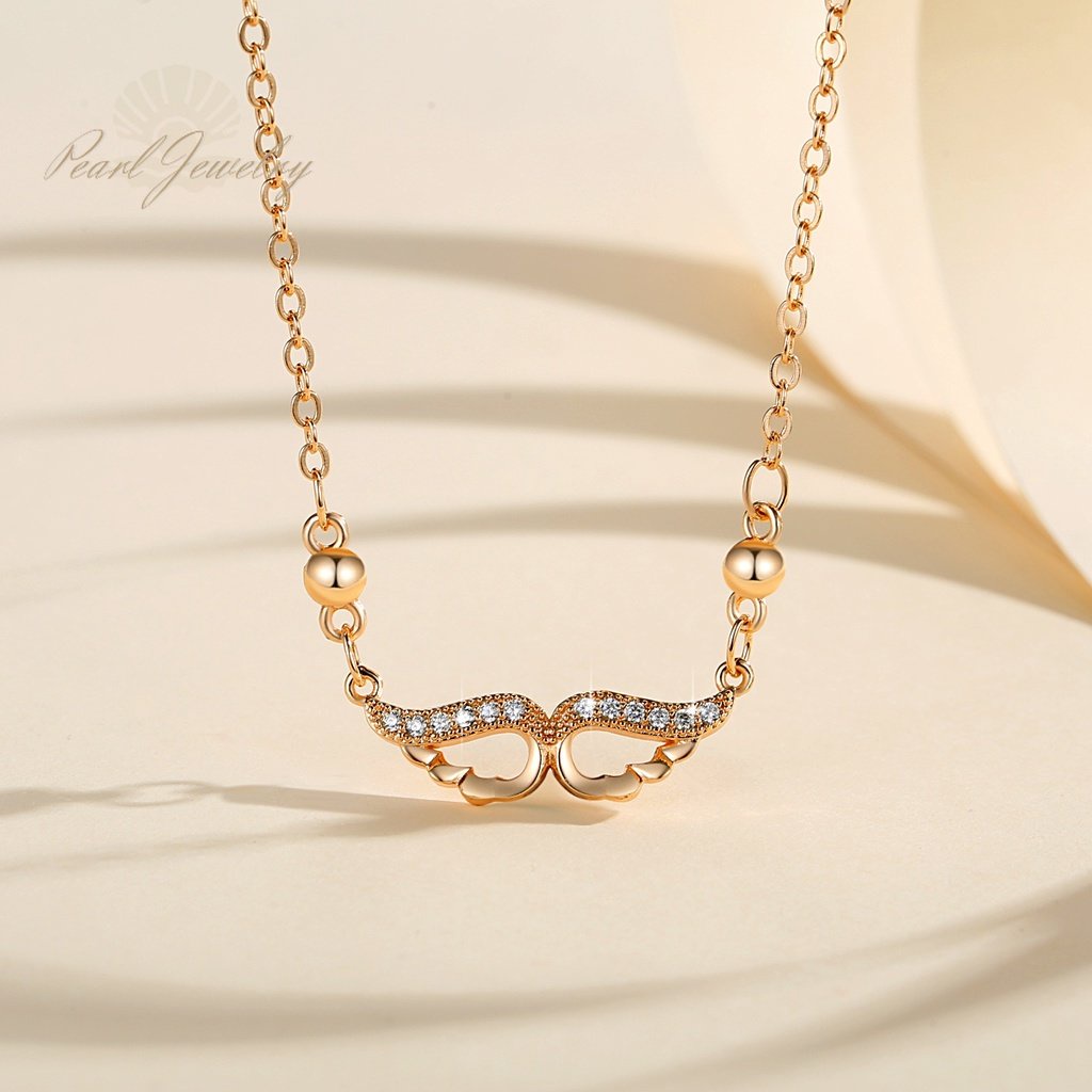 Y591 [COD✔] Kalung Titanium Wanita Anti Karat Kristal Mewah Emas 18k Perhiasan Korea Liontin Sayap
