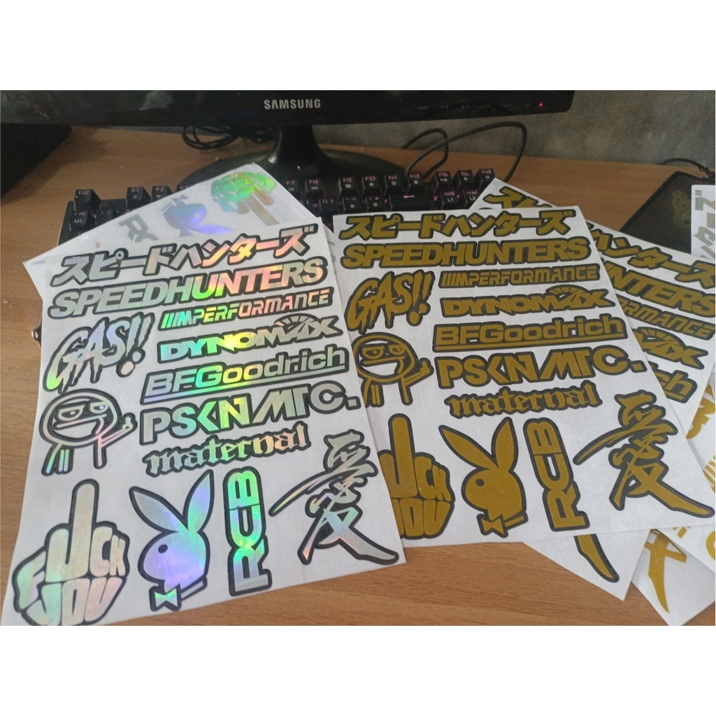 PACK01 CUTTING STICKER PACK RACING JAPAN VIBES STIKER CUTTING 1 PAKET HOLOGRAM CHROME GOLD BEST QUALITY STIKER PACK KANJI SPEEDHUNTERS PUCK PERFORMANCE DLL HARGA SATU PAKET