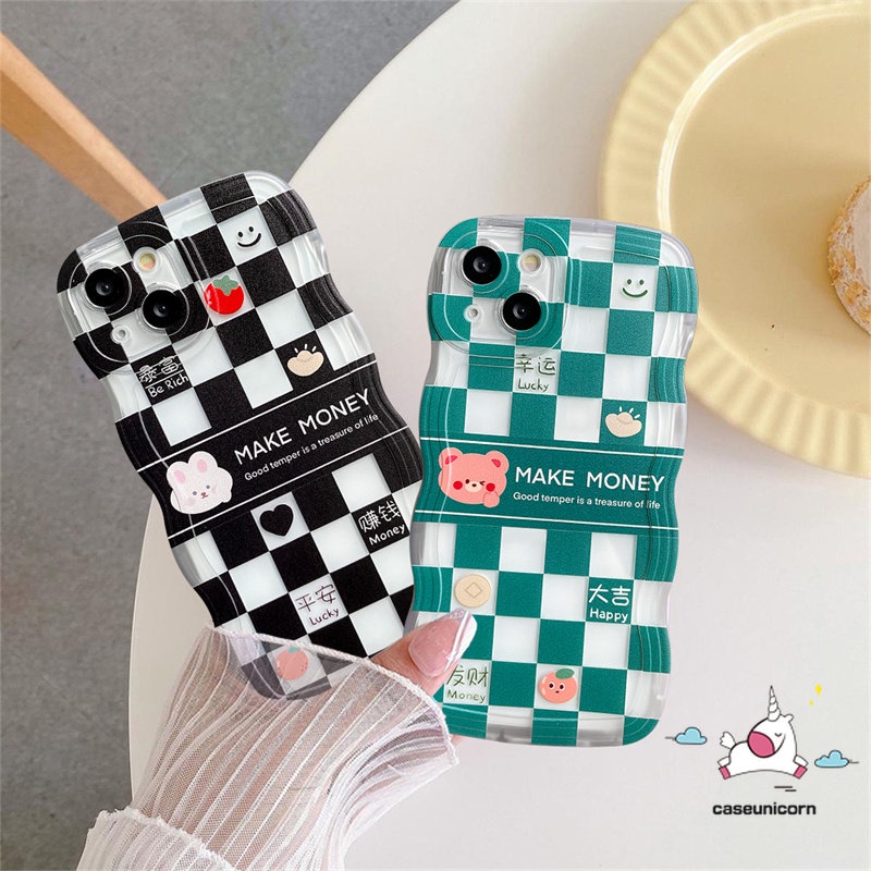 Soft Case Tpu Motif Kartun Beruang Kelinci Senyum Untuk iPhone 11 XR 13 14 12 Pro MAX X XS MAX 6 8 7 14 6s Plus SE 2020