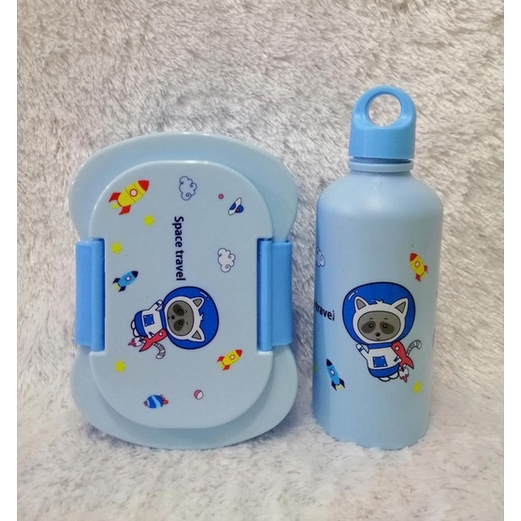 BB7 - Lunch Box Set Anak Cartoon Kotak Bekal Makan Dan Botol Minum Set Anak Motif Kartun