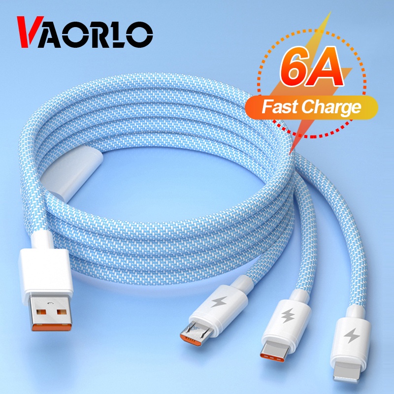 3 In 1 Kabel Data / Charger Usb Tipe C 66W Super Fast Charging Untuk Android