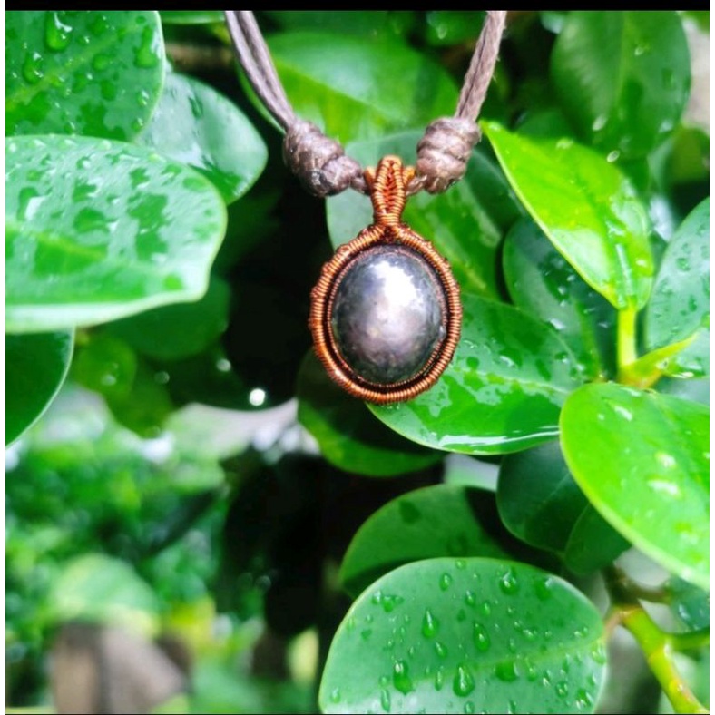 Kalung etnik liontin batu Permata Ruby gondola (N)