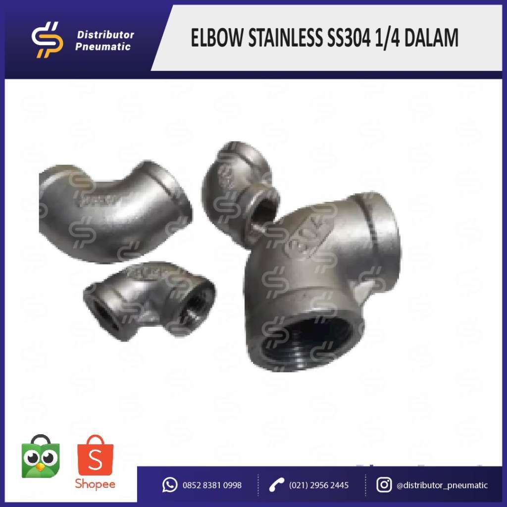 Elbow stainless SS304 drat 1/4" inch / Elbow drat dalam