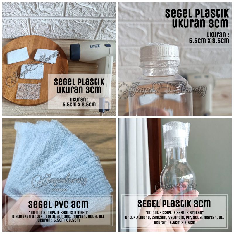Jual SEGEL PLASTIK PVC BOTOL Aqua Marjan Zamzam 100ml pier 250ml Cantik ...