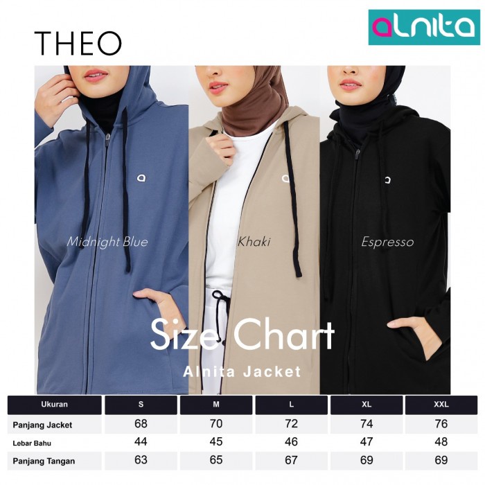 Jaket muslimah THEO alnita/ jaket syari