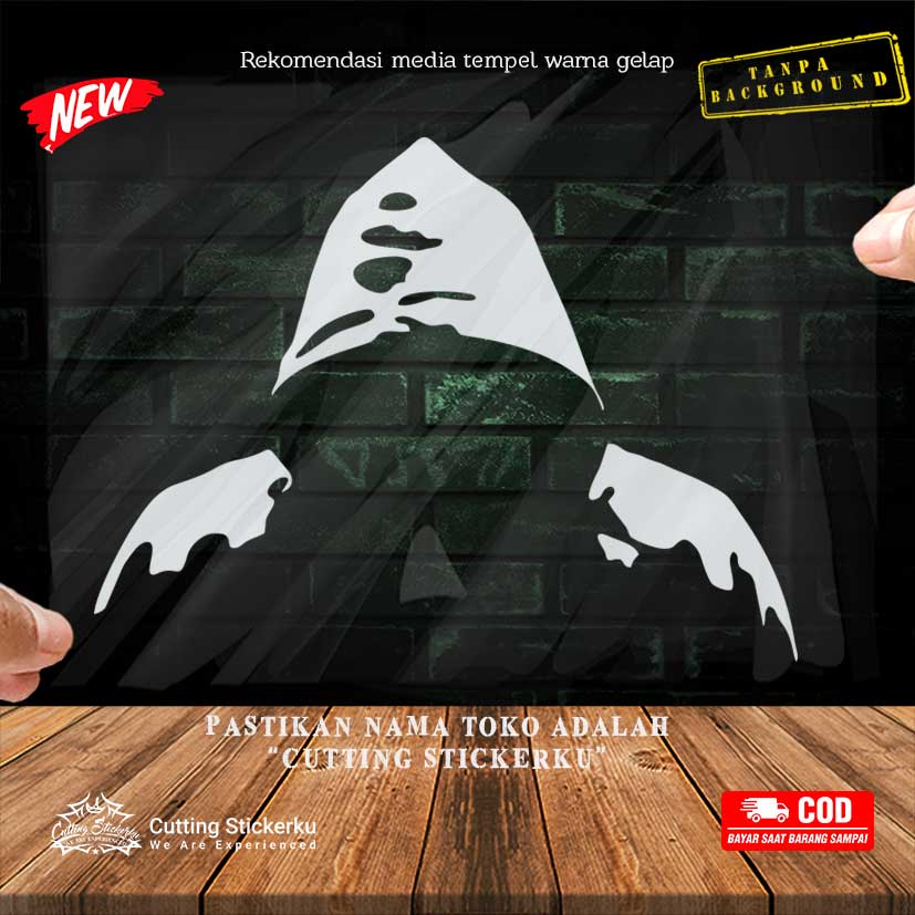 Cutting Stiker Anonymous Hoodie Variasi Motor Mobil Sticker  Timbul Keren Nyala Dasbor Spakbor Visor Body Kaca Helm Laptop Hacker Hologram Reflective Tahan Air Bodi Samping Beast Scoopy Vario Beat NMAX PCX Vespa Aesthetic Windshield Mistery