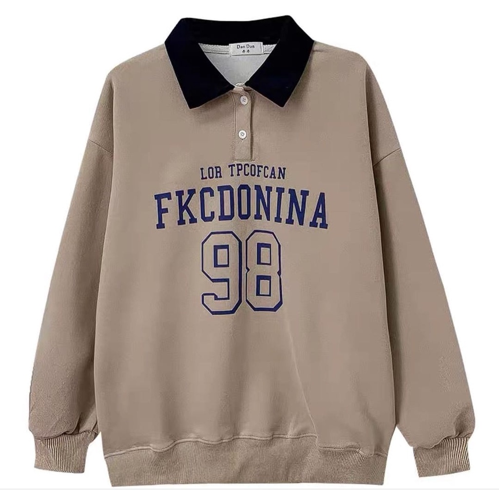 FKCDONNA BUTTON COLAR 2XL Sweater Jacket Berkerah Jumbo Bigsize Pria Wanita Kasual Fashion Terbaru Korean Style