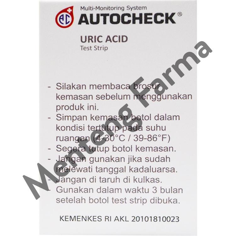 Strip Autocheck Uric Acid Isi 25 Strip - Alat Tes Strip Asam Urat