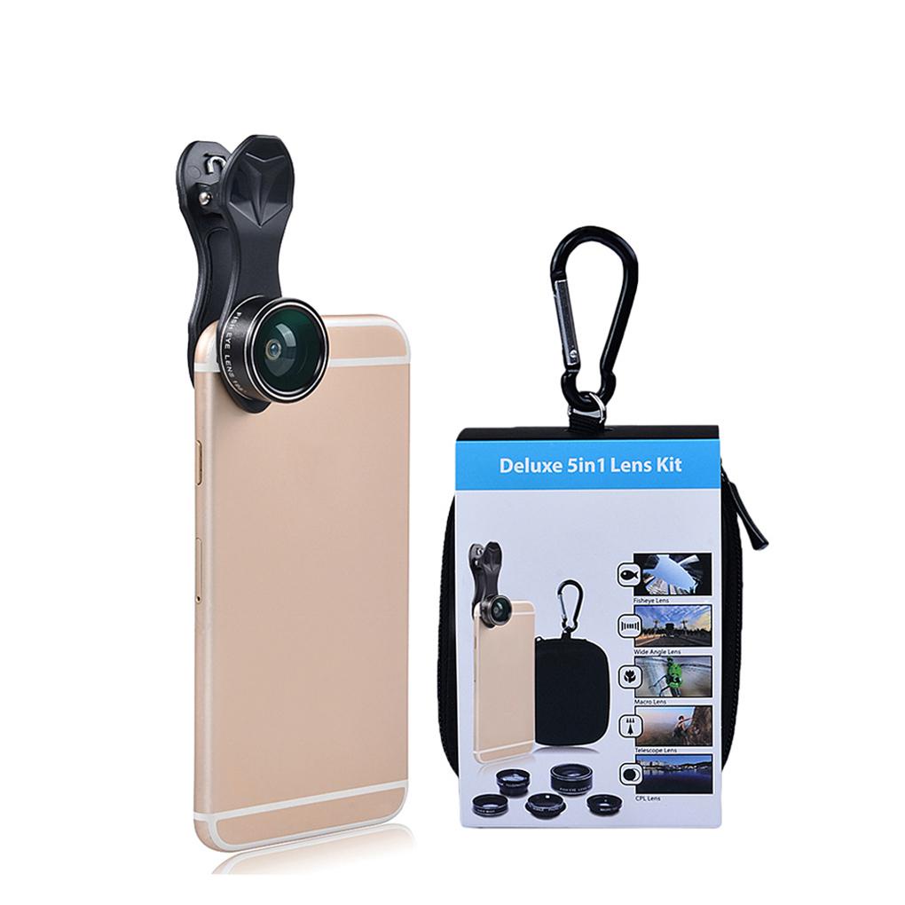 5 in 1 Lensa Telephoto CPL Wide Angle Universal Model Clip-On Untuk Handphone (house2020)