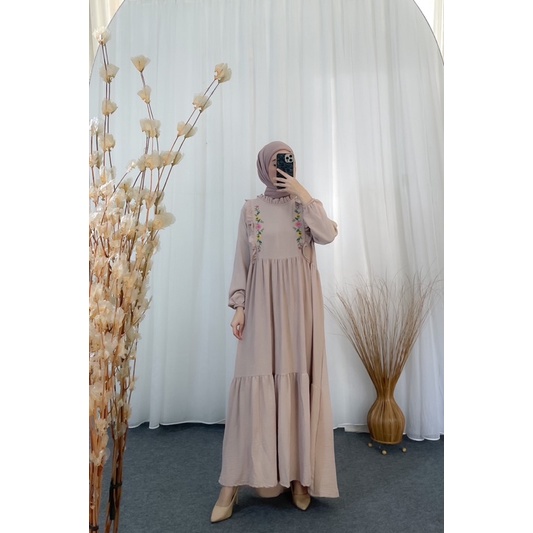 tiara maxi / gamis cringkle / longdress bordir