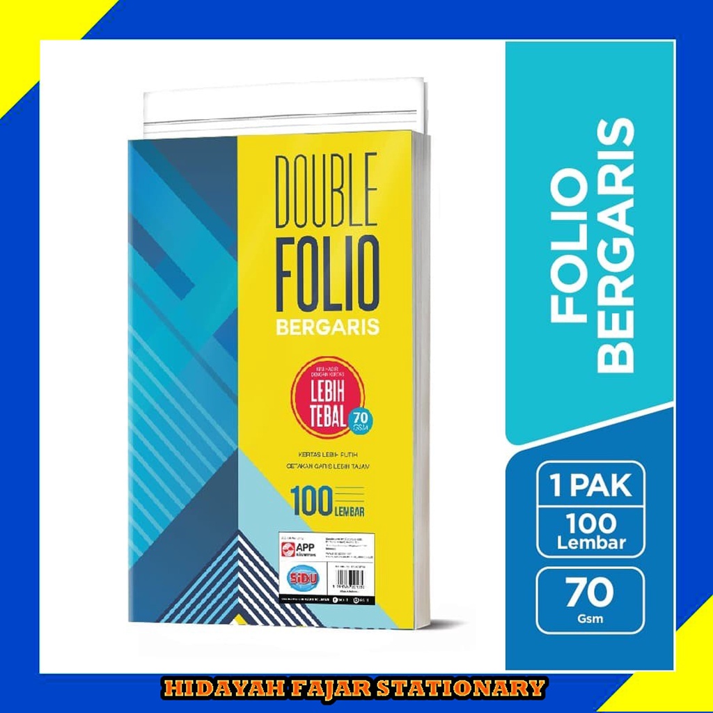 

Double Folio Bergaris / Folio Bergaris 100 Lembar / Kertas