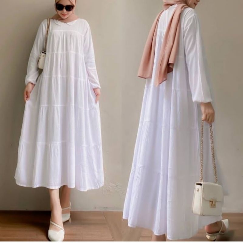 Daisy midi bahan rayon twill uniqlo