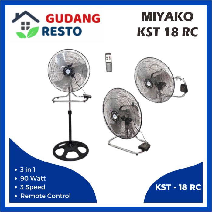 Miyako KST 18 RC / 18RC Kipas angin fan industri besi 3 in 1 remote control ORIGINAL GARANSI