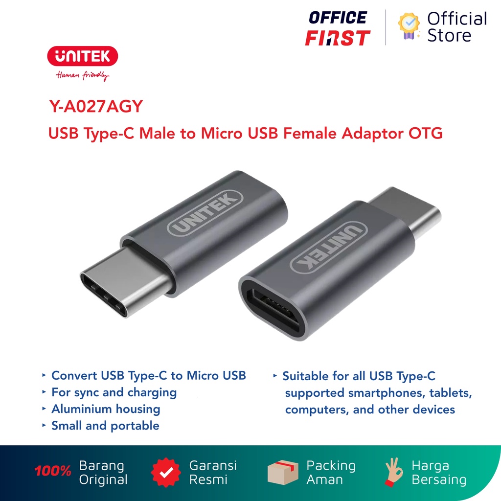 Unitek Y-A027AGY USB Type C to Micro USB Adaptor OTG YA027AGY