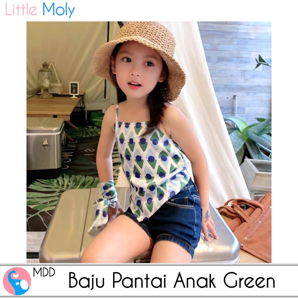 Baju Pantai Anak Green B004 Import I Atasan Anak Perempuan Import