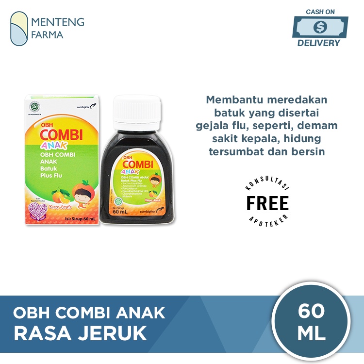 OBH Combi Anak Batuk Plus Flu Jeruk 60 mL -  Sirup Obat Batuk Flu Anak